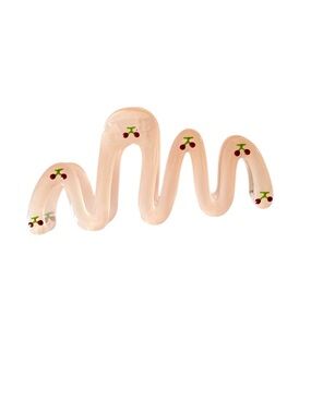 Pink & Red Cherry Cherries Glossy Squiggly Wavy 5" Large Lobster Claw Hair Clip